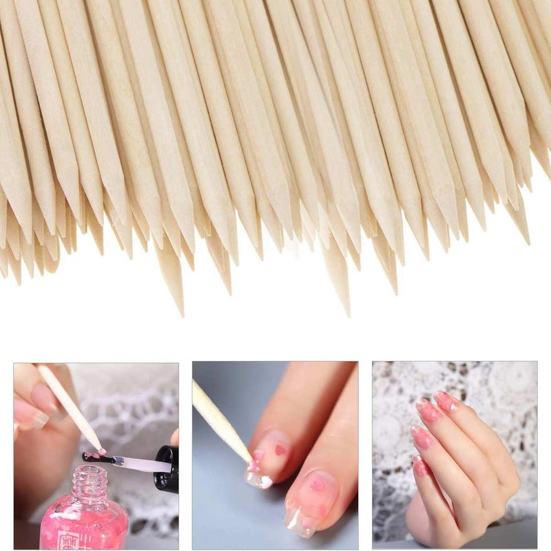 BTYMS 600 Pcs Orange Wood Stick Cuticle Pusher 4.5 Inch Double Sided Wooden Cuticle Remover Orange Sticks for Nails - Image 5